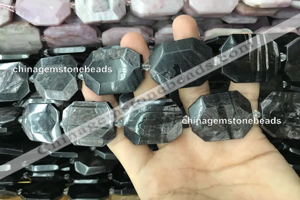 CNG7837 22*30mm - 25*35mm faceted freeform hypersthene beads