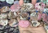 CNG7838 22*30mm - 25*35mm faceted freeform rhodochrosite beads