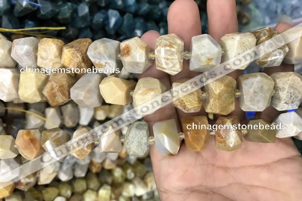 CNG7844 12*16mm - 15*20mm faceted nuggets fossil coral beads