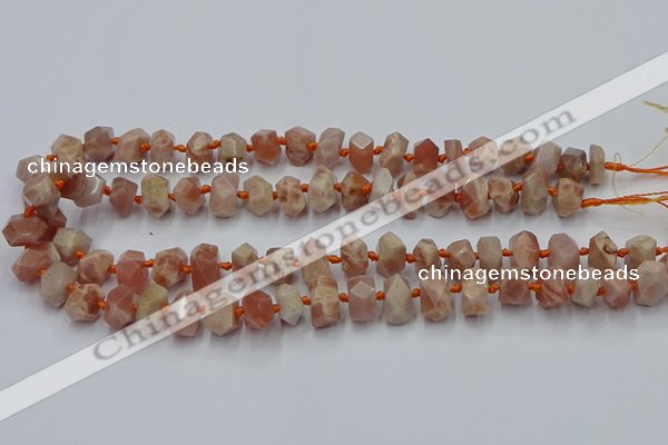 CNG7853 15.5 inches 6*10mm - 8*12mm faceted nuggets sunstone beads