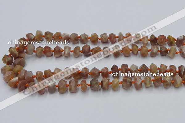 CNG7854 15.5 inches 6*10mm - 8*12mm faceted nuggets sunstone beads