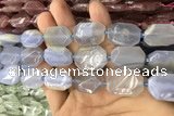 CNG7862 13*18mm - 18*25mm faceted freeform blue chalcedony beads