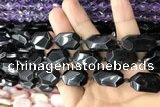 CNG7869 13*18mm - 18*25mm faceted freeform black tourmaline beads