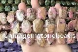 CNG7888 13*18mm - 15*25mm faceted freeform rhodonite beads