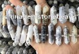 CNG7907 10*25mm - 12*45mm faceted nuggets white opal graduated beads