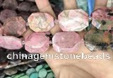 CNG7909 22*30mm - 25*35mm faceted freeform rhodochrosite beads