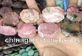 CNG7909 22*30mm - 25*35mm faceted freeform rhodochrosite beads
