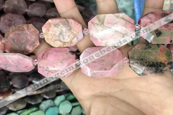 CNG7909 22*30mm - 25*35mm faceted freeform rhodochrosite beads