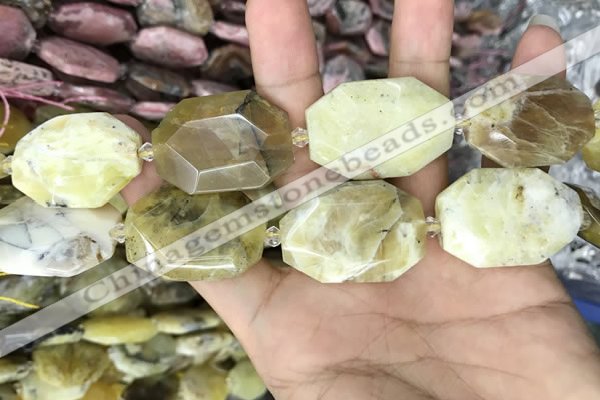 CNG7910 22*30mm - 25*35mm faceted freeform yellow opal beads