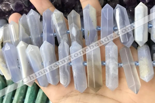 CNG7925 8*22mm - 12*40mm faceted nuggets blue chalcedony beads
