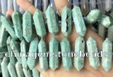 CNG7927 15.5 inches 10*25mm - 12*45mm faceted nuggets amazonite beads