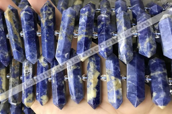 CNG7945 15.5 inches 10*22mm - 12*45mm faceted nuggets sodalite beads