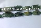 CNG7954 15.5 inches 15*25mm - 20*40mm nuggets green rutilated quartz beads