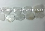 CNG7970 25*30mm - 35*45mm freeform white crystal slab beads