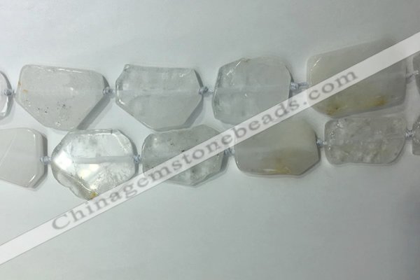 CNG7970 25*30mm - 35*45mm freeform white crystal slab beads