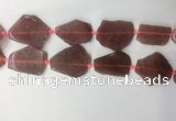 CNG7979 25*30mm - 35*45mm freeform strawberry quartz slab beads