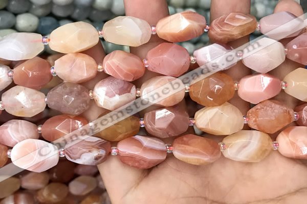 CNG7994 12*16mm - 13*18mm faceted nuggets pink Botswana agate beads