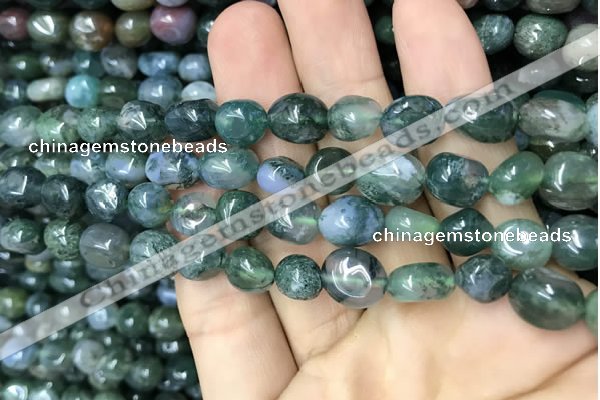 CNG8039 15.5 inches 8*10mm nuggets moss agate beads wholesale