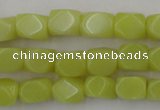 CNG805 15.5 inches 8*12mm faceted nuggets lemon jade beads