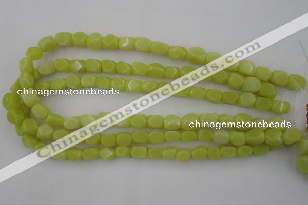 CNG805 15.5 inches 8*12mm faceted nuggets lemon jade beads