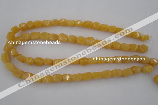 CNG807 15.5 inches 9*12mm faceted nuggets yellow jade beads