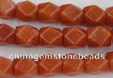 CNG811 15.5 inches 9*12mm faceted nuggets red aventurine beads