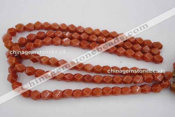 CNG811 15.5 inches 9*12mm faceted nuggets red aventurine beads