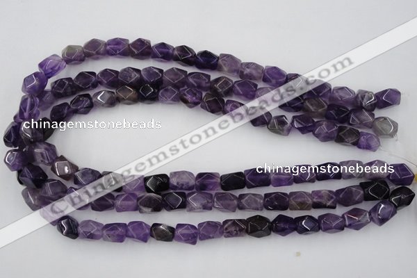 CNG816 15.5 inches 9*12mm faceted nuggets amethyst beads