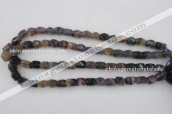 CNG818 15.5 inches 9*12mm faceted nuggets fluorite beads