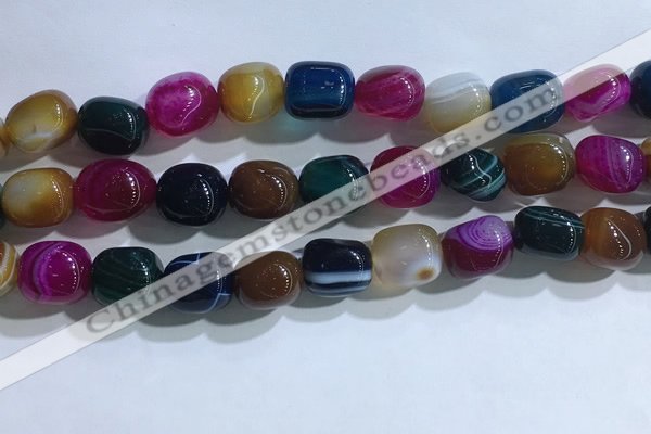 CNG8199 15.5 inches 10*14mm nuggets striped agate beads wholesale