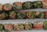 CNG821 15.5 inches 9*12mm faceted nuggets unakite gemstone beads