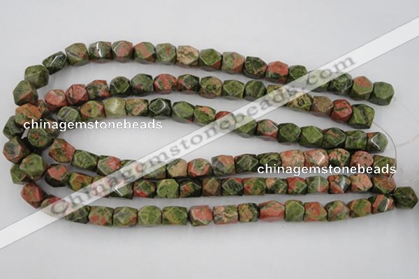 CNG821 15.5 inches 9*12mm faceted nuggets unakite gemstone beads