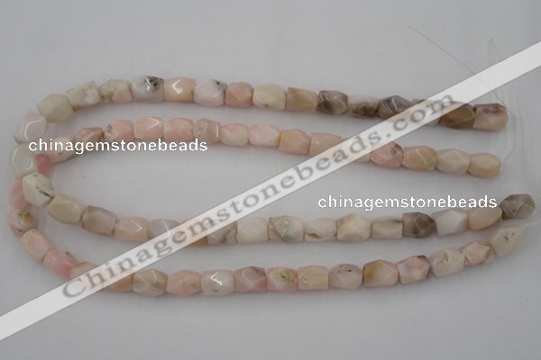 CNG824 15.5 inches 9*12mm faceted nuggets pink opal gemstone beads