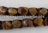 CNG826 15.5 inches 9*12mm faceted nuggets yellow tiger eye beads