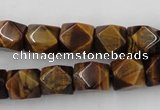 CNG826 15.5 inches 9*12mm faceted nuggets yellow tiger eye beads