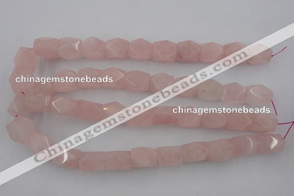 CNG833 15.5 inches 13*18mm faceted nuggets rose quartz beads