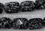 CNG834 15.5 inches 13*18mm faceted nuggets snowflake obsidian beads