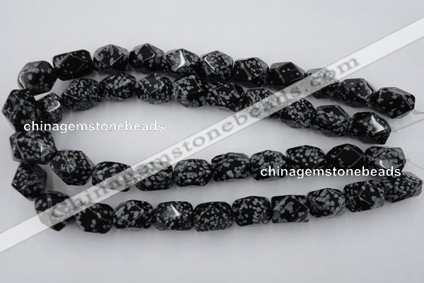 CNG834 15.5 inches 13*18mm faceted nuggets snowflake obsidian beads