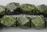 CNG835 15.5 inches 13*18mm faceted nuggets green lace gemstone beads