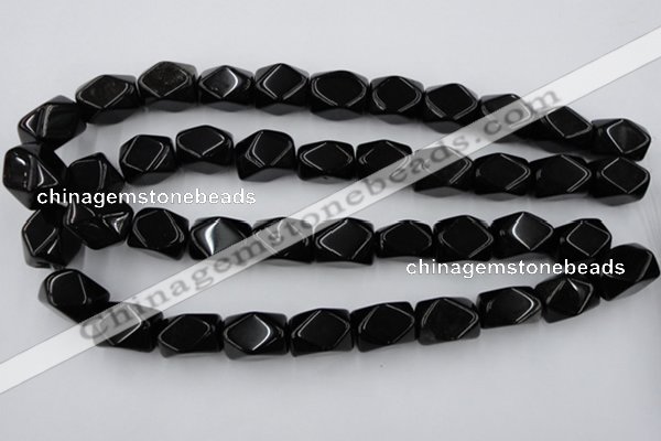 CNG836 15.5 inches 13*18mm faceted nuggets black obsidian beads