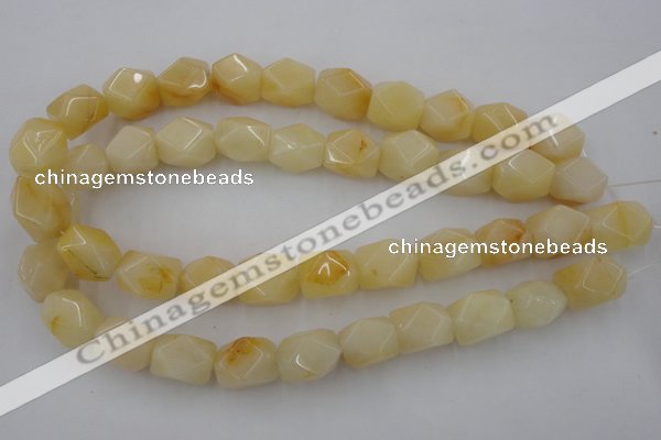 CNG837 15.5 inches 13*18mm faceted nuggets yellow jade beads