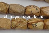 CNG842 15.5 inches 13*18mm faceted nuggets picture jasper beads