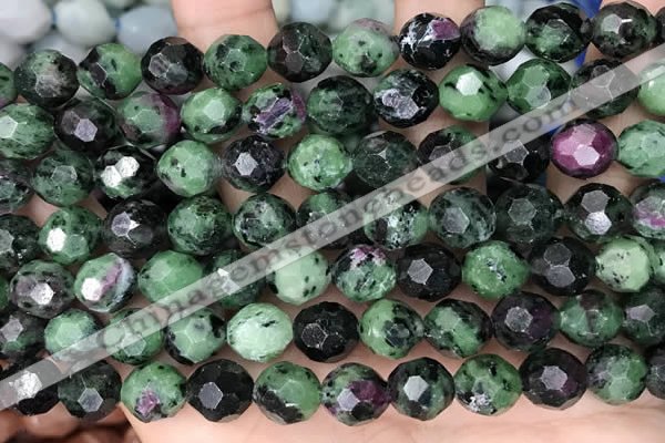 CNG8529 15.5 inches 9*10mm faceted nuggets ruby zoisite beads