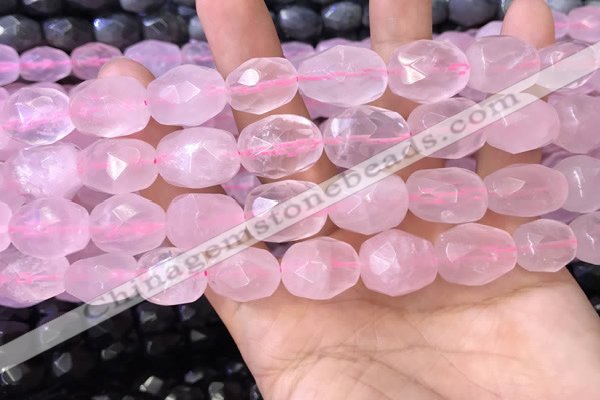 CNG8563 12*16mm - 15*20mm faceted nuggets rose quartz beads