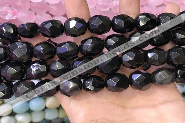 CNG8574 12*16mm - 15*20mm faceted nuggets black obsidian beads