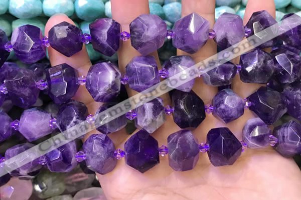 CNG8593 12*16mm - 13*18mm faceted nuggets amethyst beads