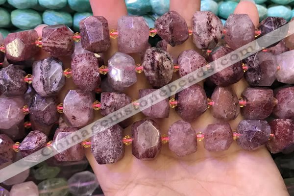 CNG8594 12*16mm - 13*18mm faceted nuggets strawberry quartz beads