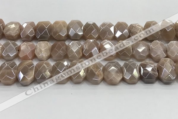 CNG8617 10*13mm - 12*16mm faceted freeform AB-color moonstone beads