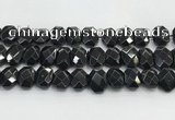 CNG8624 10*13mm - 12*16mm faceted freeform black agate beads