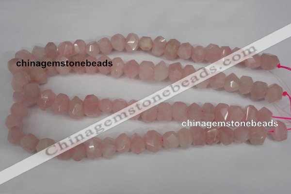 CNG863 15.5 inches 10*14mm faceted nuggets rose quartz beads